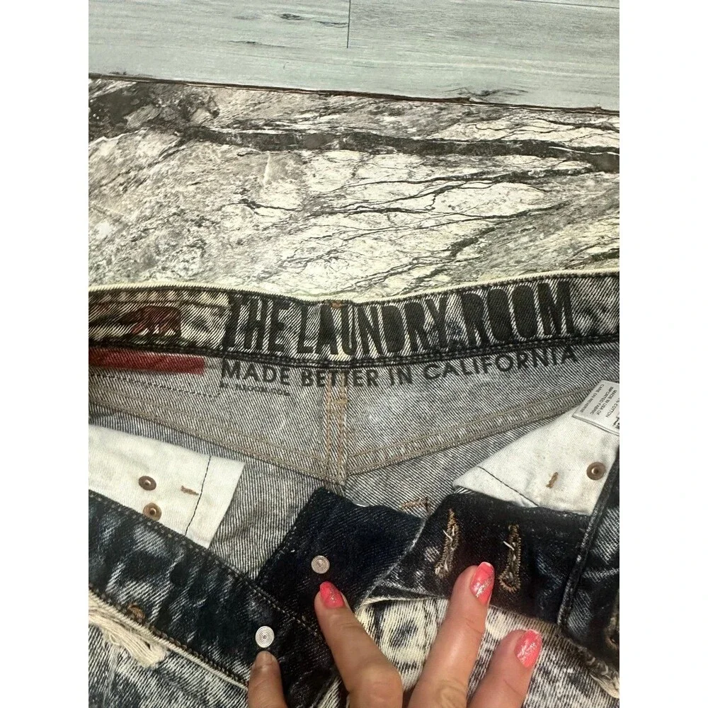 The Laundry Room Acid-Wash Distressed Jean Shorts - Black, White
